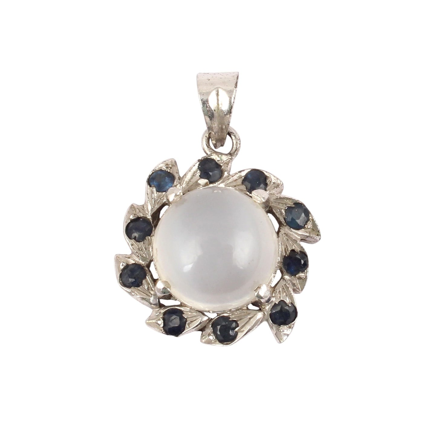 Cats Eye & Sapphire Pendant Handmade 925 Sterling Silver Prong Setting Natural Gemstone Designer Pendant