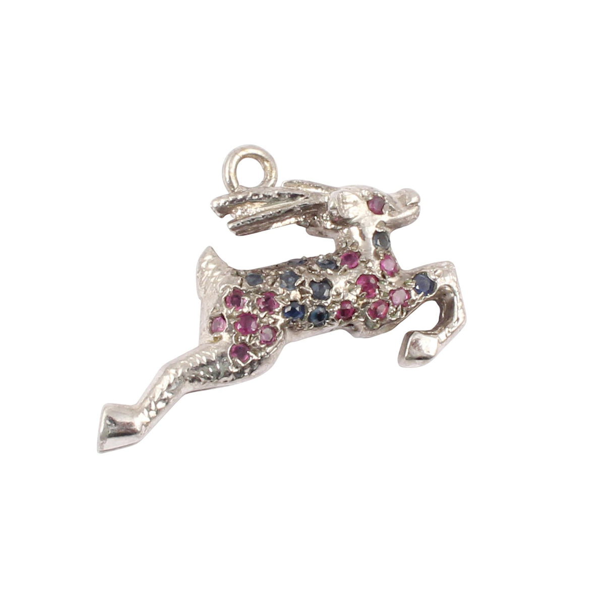 Antelope Charm Ruby & Sapphire Pendant Handmade 925 Sterling Silver Natural Gemstone Jewelry