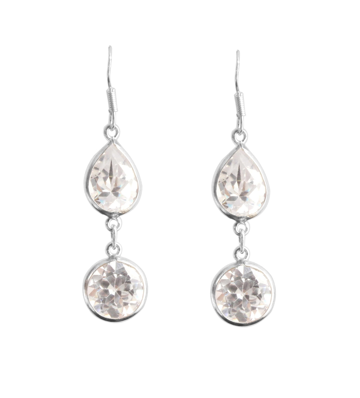 Dainty Cubic Zirconia Silver Dangle Earring 925 Sterling Silver Earrings Wedding Anniversary Jewelry CZ Diamond Earrings
