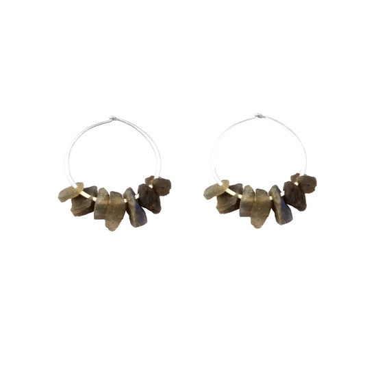 Rough Labradorite Hoop Earrings Handmade 925 Sterling Silver Raw Gemstone Earrings Jewelry Birthday Gift For Her