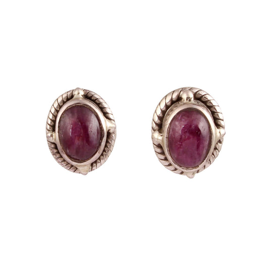 Tiny Ruby Stud Earrings Handmade 925 Sterling Silver Natural Pink Ruby Lightweight Earrings Gift For Her