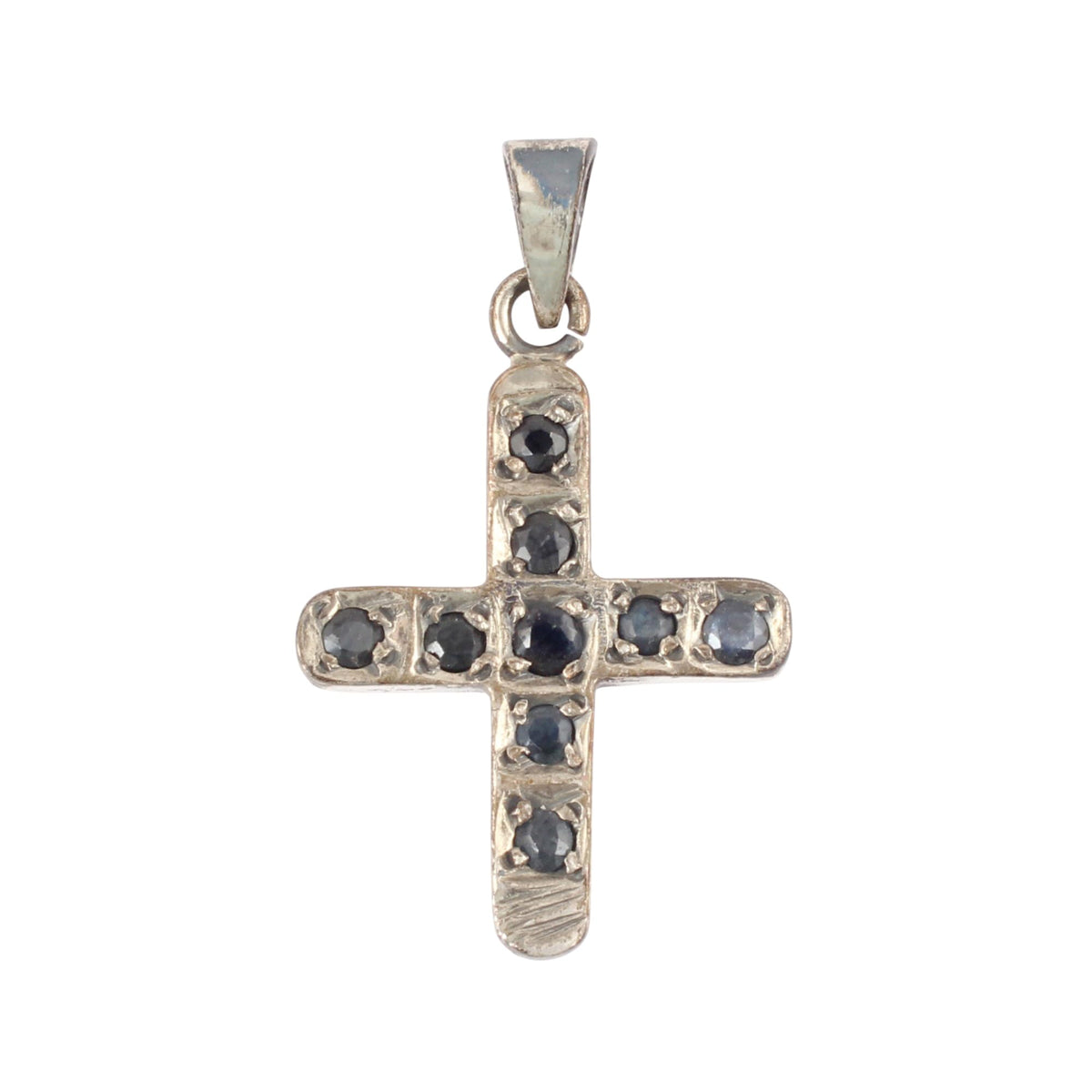 Dainty Sapphire Cross Pendant 925 Sterling Silver Birthstone Cross Pendant September Birthstone Gift for Mom/Granny First Communion Gift