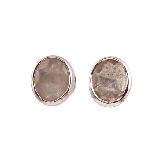 Rose Quartz Stud Earrings January Birthstone Faceted Lightweight 925 Sterling Silver Earrings Jewelry