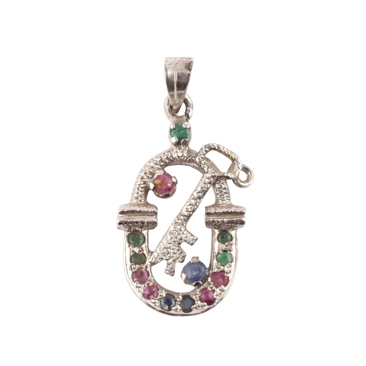 Ruby, Sapphire & Emerald Pendant Handmade Prong Setting 925 Sterling Silver Multi Birthstone Designer Pendant