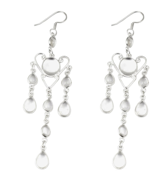 Crystal Quartz Chandelier Earrings Handmade 925 Sterling Silver Long Dangle Ethnic Wear Earring Jewelry