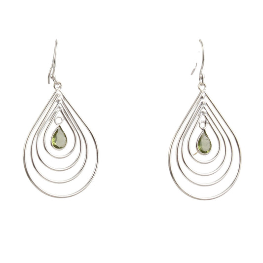 Multi Wire Design Peridot Earring with 925 Sterling Silver Handmade Designer Dangle Gemstone Earrings