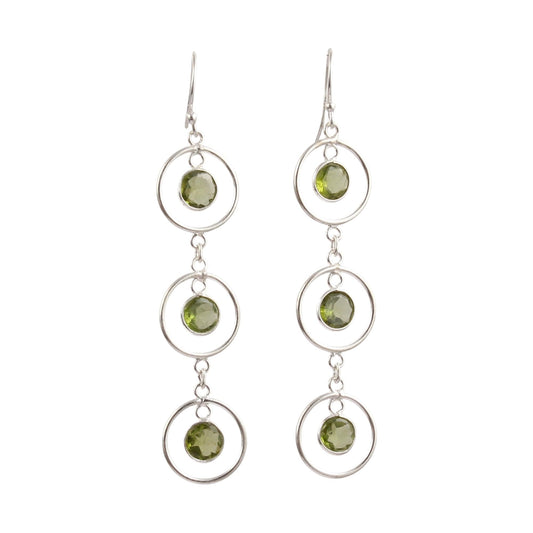Ethnic Wear Peridot Earring Handmade 925 Sterling Silver Dangle Natural Gemstone Earrings