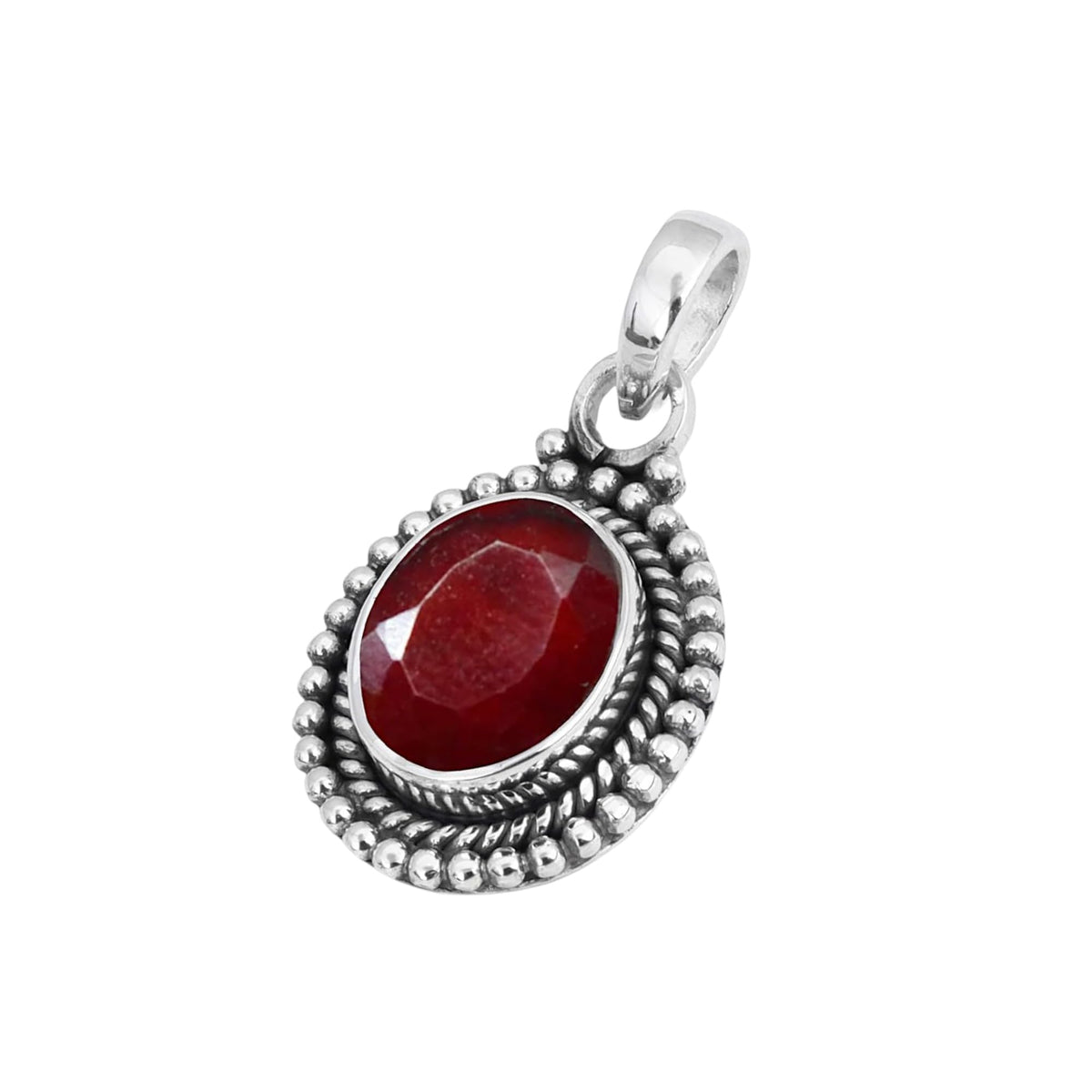 Ruby Pendant 925 Sterling Silver Handmade Oval Gemstone Pendant for Women Designer Healing Jewellery Christmas Gift for Her, Wife, Mum, Sister