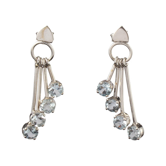 Multi Blue Topaz Dangle Earrings Handmade 925 Sterling Silver Prong Setting Natural Gemstone Earrings