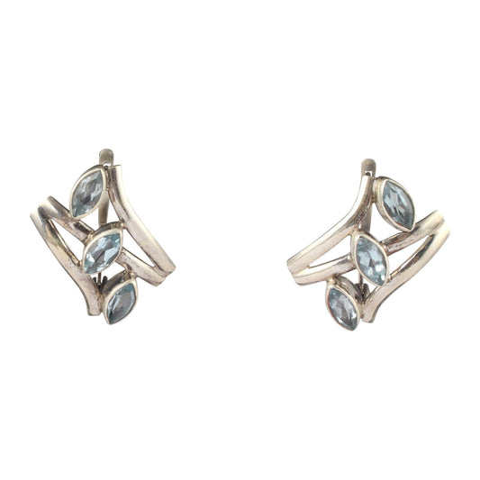 Marquise Cut Gemstone Earrings Handmade Natural Blue Topaz 925 Sterling Silver Designer Earrings Jewelry