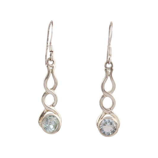 Blue Topaz Dangle Earrings Handmade 925 Sterling Silver Designer Faceted Gemstone Earrings