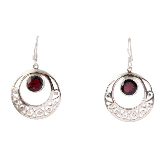 Traditional Wear Garnet Earrings Handmade Natural Gemstone 925 Sterling Silver Dangle Earrings Jewelry