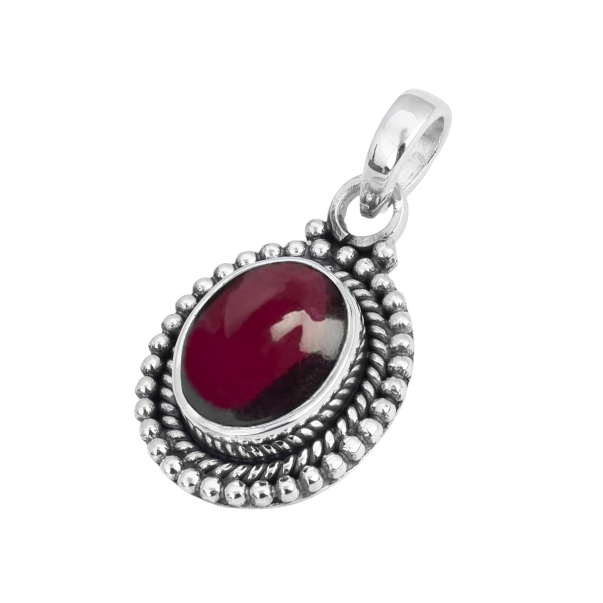 Garnet Pendant 925 Sterling Silver Handmade Oval Gemstone Pendant for Women Designer Healing Jewellery Christmas Gift for Her, Wife, Mum, Sister