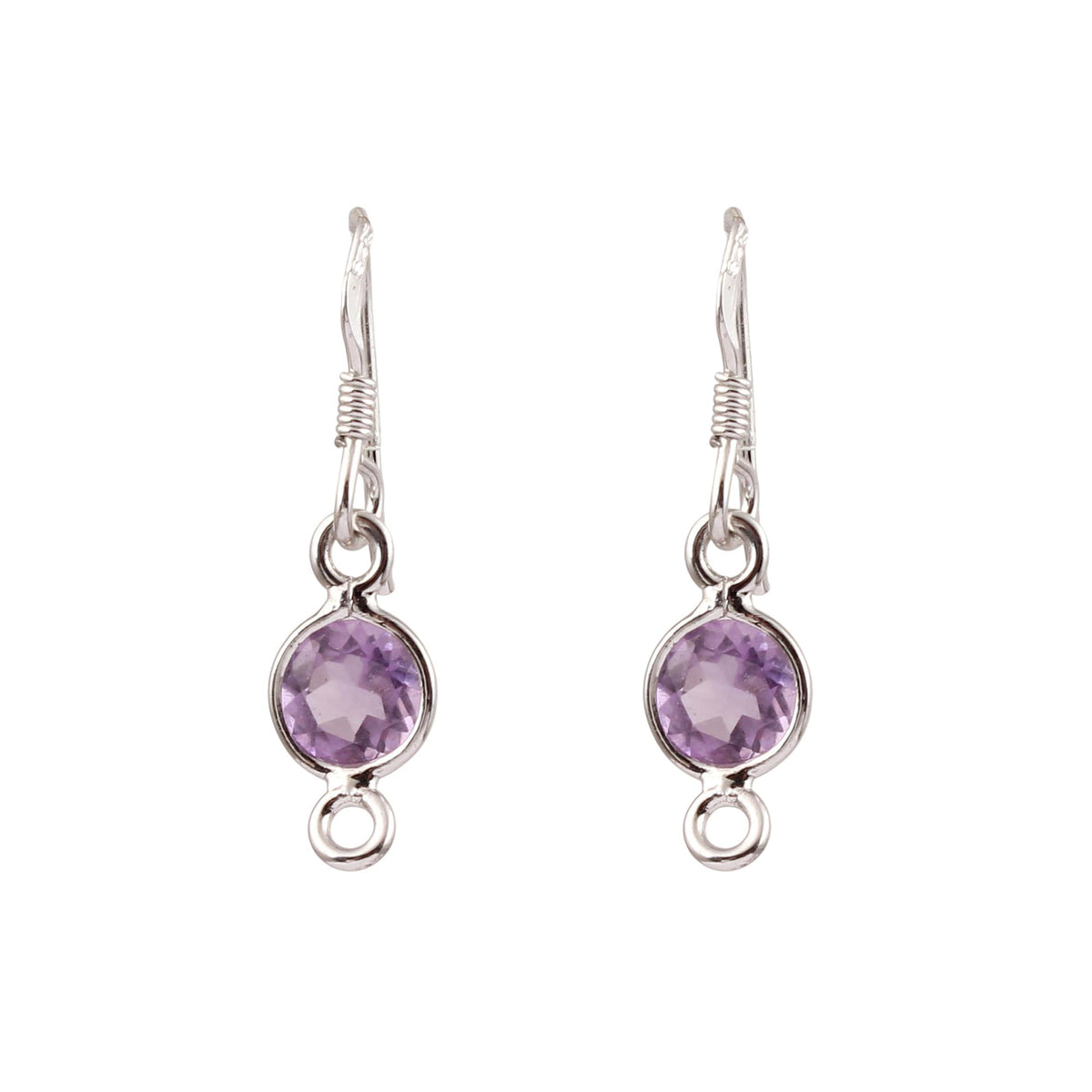 Amethyst Earrings Handmade Natural Round Gemstone 925 Sterling Silver Long Dangle Earrings Jewelry