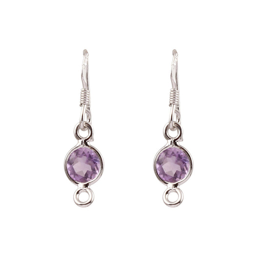 Amethyst Earrings Handmade Natural Round Gemstone 925 Sterling Silver Long Dangle Earrings Jewelry