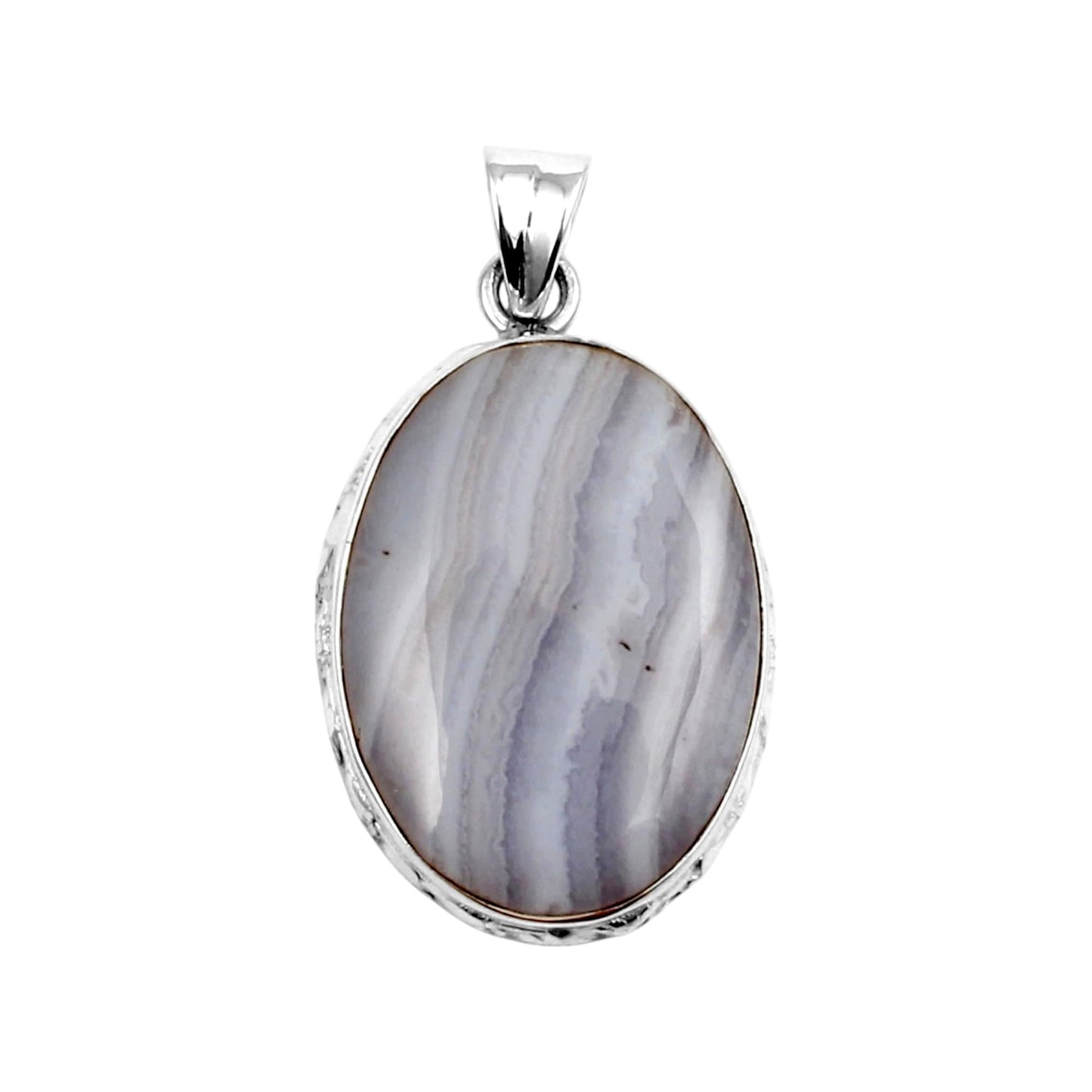 Blue Lace Agate Pendant Handmade 925 Sterling Silver Natural Gemstone Jewelry Birthday Gift For Her