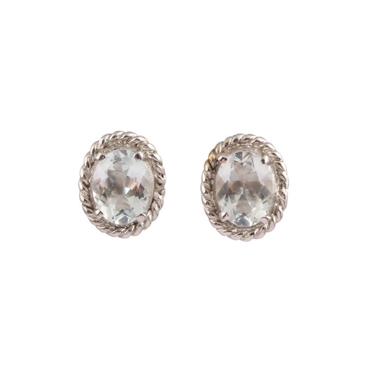 Faceted Crystal Quartz Earrings Handmade Oval Shape 925 Sterling Silver Prong Setting Stud Jewelry