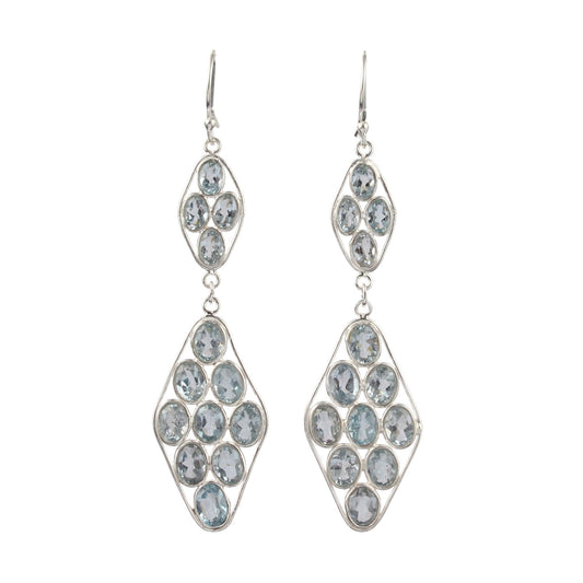 Natural Blue Topaz Earrings Handmade 925 Sterling Silver Bezel Set Blue Topaz Earrings Gift for her Dangle Drop Jewelry