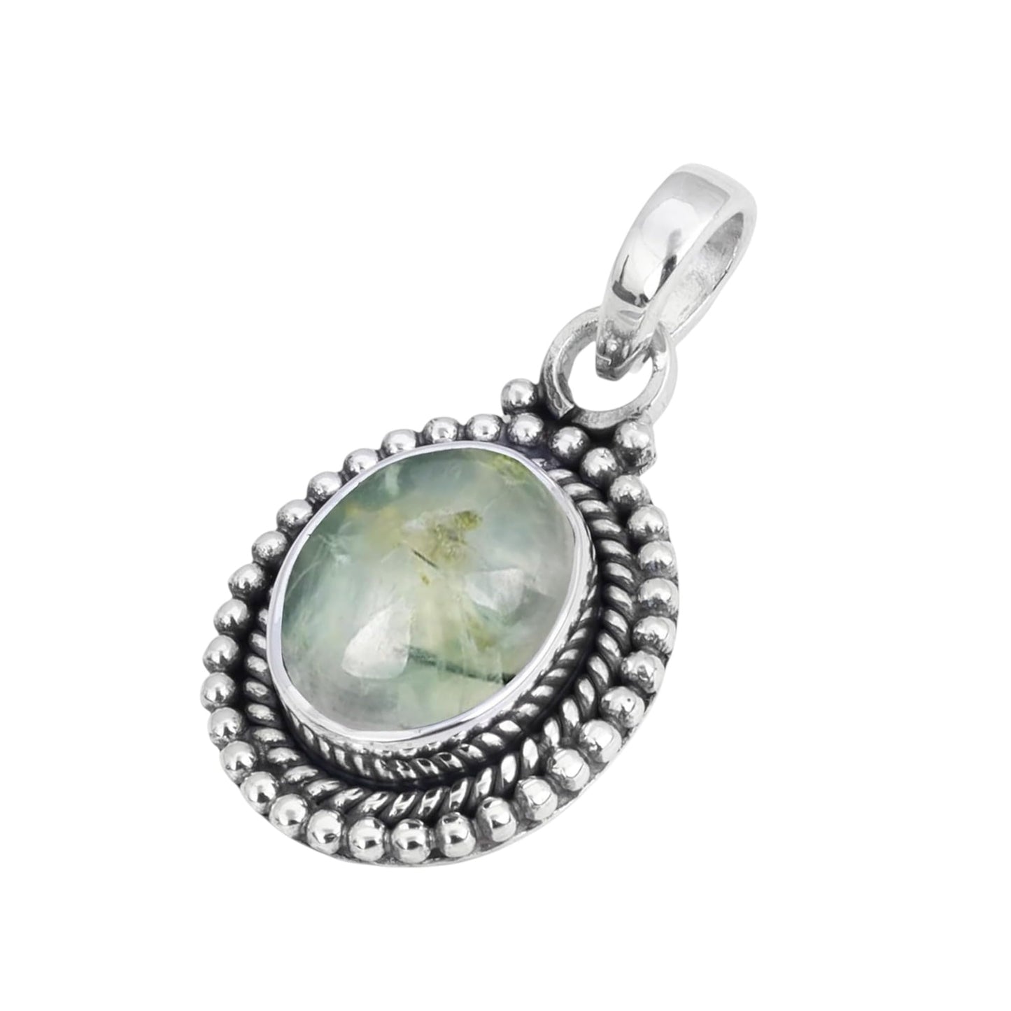 Prehnite Pendant 925 Sterling Silver Handmade Oval Gemstone Pendant for Women Designer Healing Jewellery Christmas Gift for Her, Wife, Mum, Sister