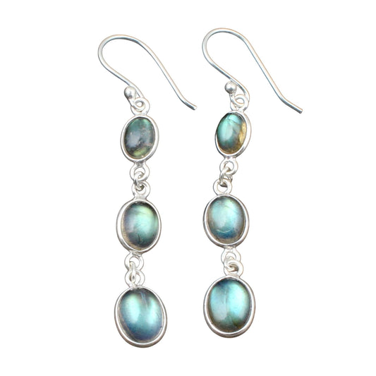 Labradorite Earrings 925 Sterling Silver Handcrafted Natural Loose Gemstone Long Dangle Earrings