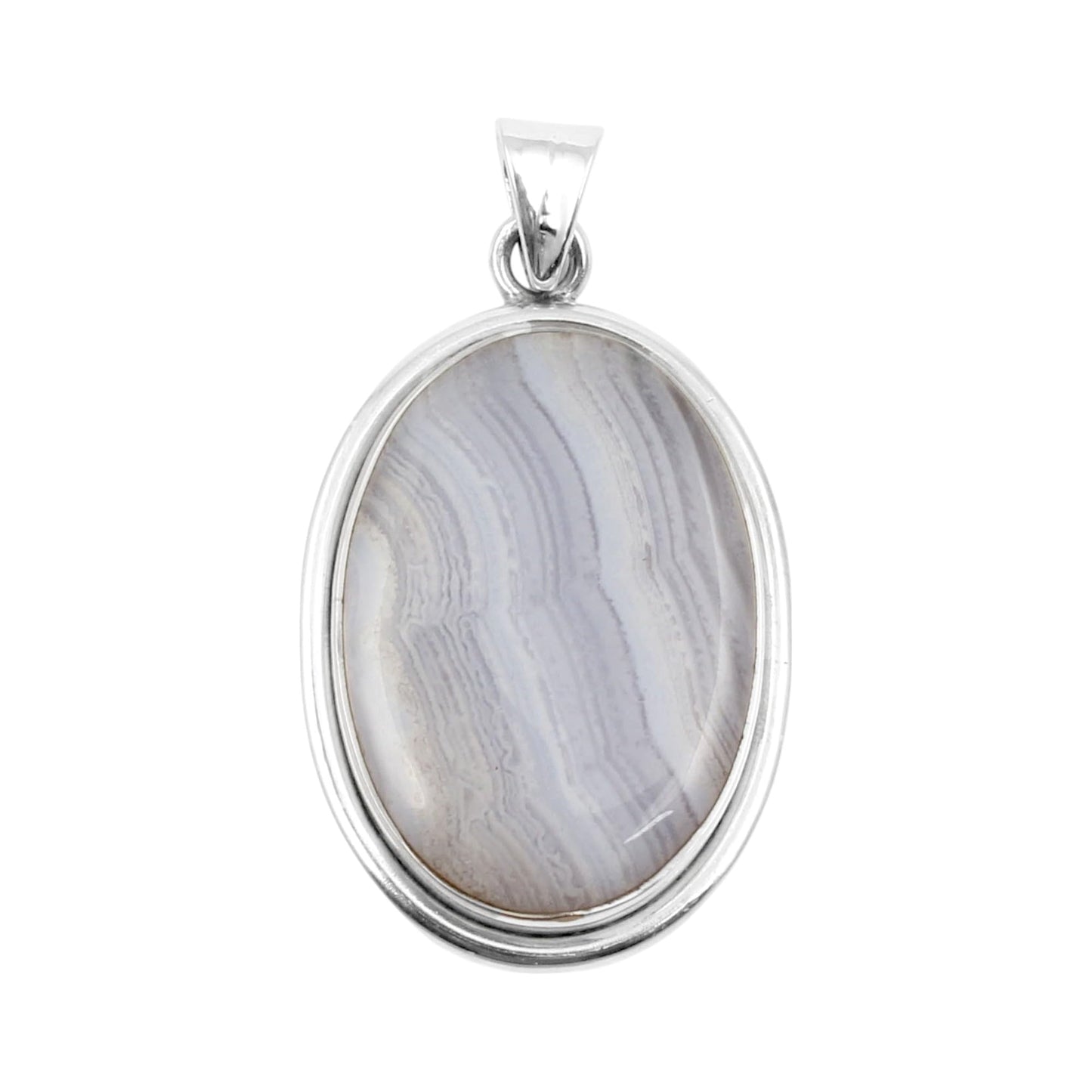 Blue Lace Agate Pendant Handmade 925 Sterling Silver Natural Loose Gemstone Jewelry Gift For Her Women Silver Pendant