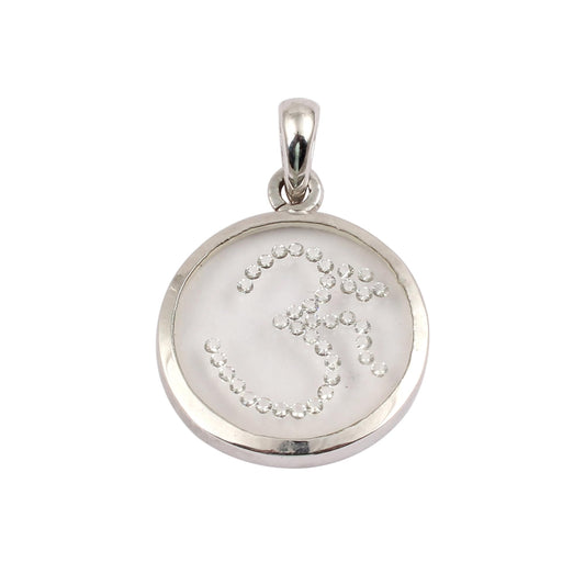 Cubic Zirconia OM Pendant Handmade 925 Sterling Silver Round Gemstone Pendant Bezel Set Jewelry