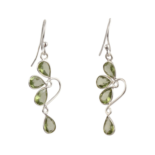 Pear Shape Peridot Earrings 925 Sterling Silver Handmade Faceted Gemstone Lightweight Dangle Earrings