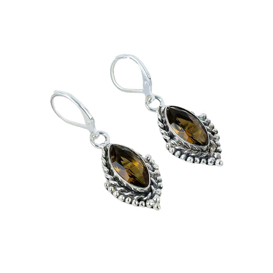 Smoky Quartz Gemstone 925 Sterling Silver Marquise Earrings Handmade 925 Sterling Silver Dangle Boho Jewelry Earring For Gifts