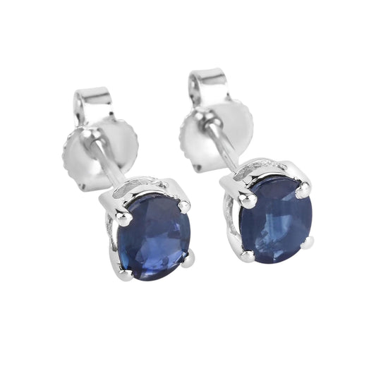 Blue Sapphire Studs 925 Sterling Silver Genuine Blue Sapphire Oval Studs September Birthstone Bridesmaid Gift
