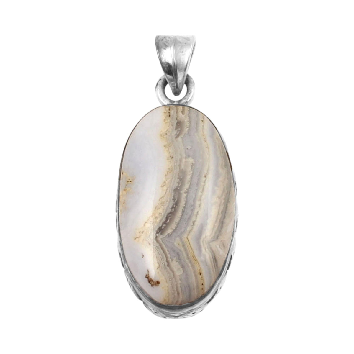 Blue Lace Agate Pendant Handmade Vintage 925 Sterling Silver Natural Loose Gemstone Pendant