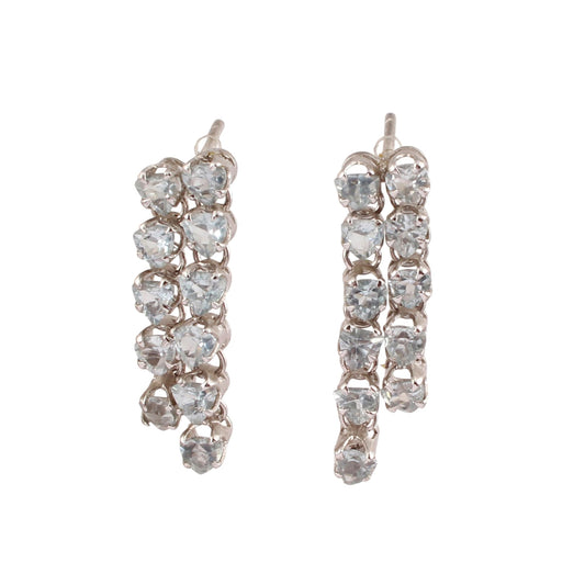 Ethnic Wear Blue Topaz Dangle Earrings Handmade 925 Sterling Silver Designer Prong Setting Faceted Gemstone Earrings