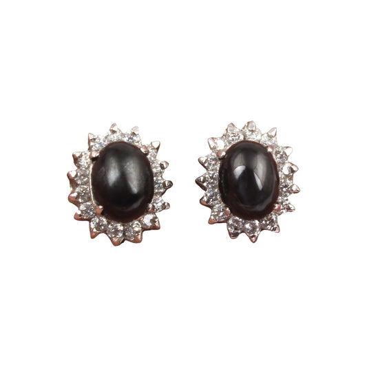 Black Star Earrings with CZ Cluster Handmade Unique Artisan Lightweight 925 Sterling Silver Prong Setting Tiny Stud Earrings
