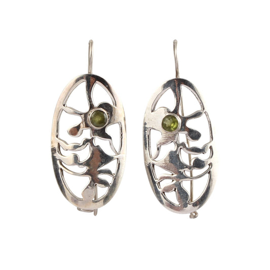 Peridot Birthstone Earrings 925 Sterling Silver Handmade Natural Cut Gemstone Dangle Earrings