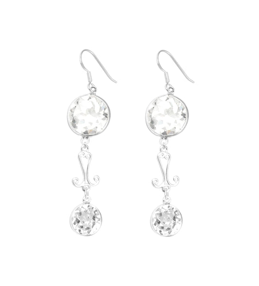 Cubic Zircon Earring in 925 Sterling Silver Handmade Round Shape Faceted Gemstone Bohemian Earrings Jewelry