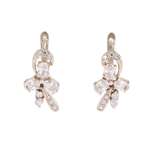 Cubic Zirconia Earrings Handmade Prong Setting Designer Studded 925 Sterling Silver Earrings with Russian Lock