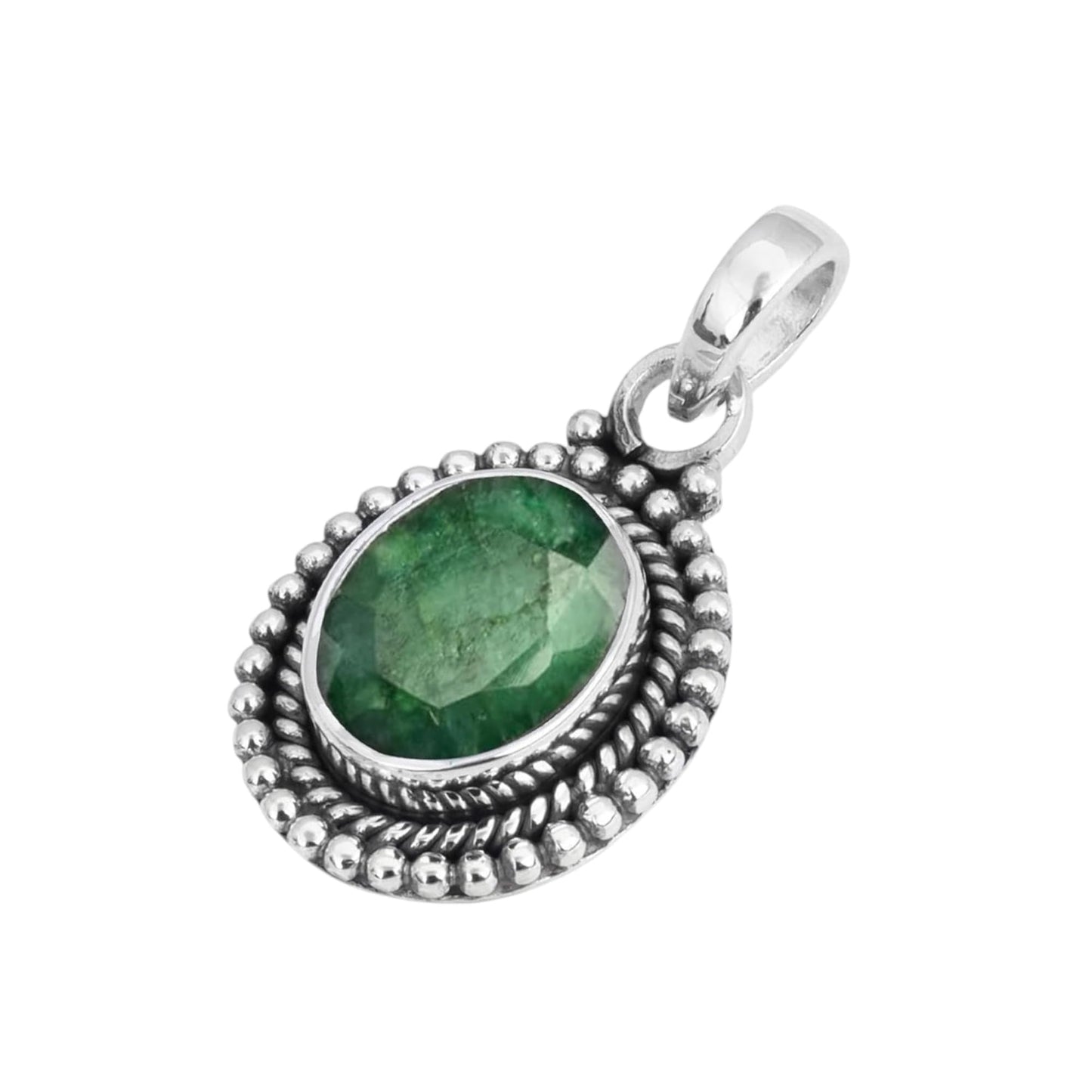Emerald Pendant 925 Sterling Silver Handmade Oval Gemstone Pendant for Women Designer Healing Jewellery Christmas Gift for Her, Wife, Mum, Sister
