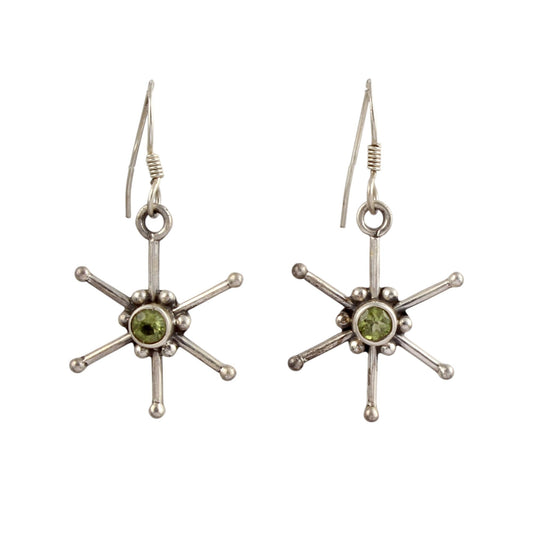 Star Shape Peridot Earrings 925 Sterling Silver Handmade Natural Gemstone August Birthstone Earrings