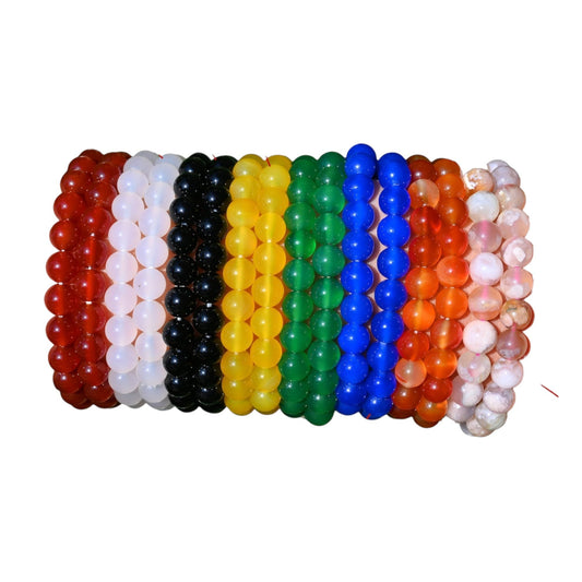 8mm Round Gemstone Bracelet Stretchy Beads Bracelet Multi Crystal/Rose Quartz/Amethyst/Malachite More Bracelets Gift For Her (White Onyx)