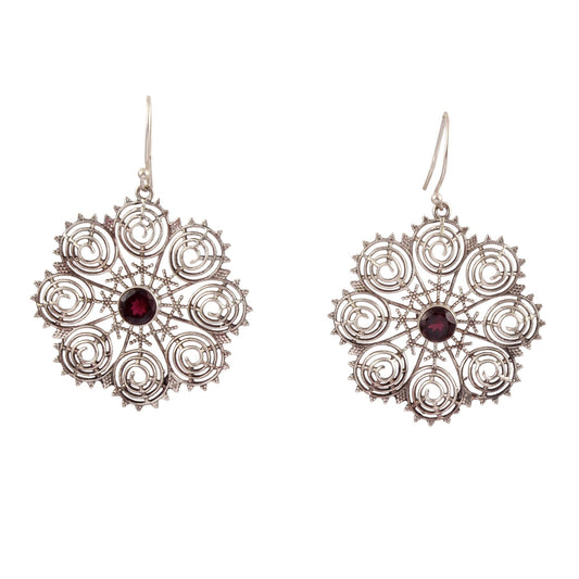 Ethnic Wear Garnet Earrings Handmade Natural Gemstone 925 Sterling Silver Dangle Earrings Jewelry