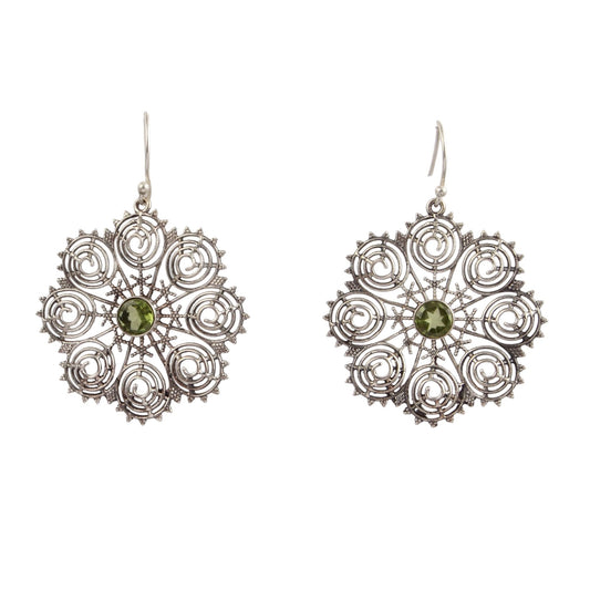 Boho Designer Peridot Earring Handmade 925 Sterling Silver Dangle Natural Gemstone Earrings