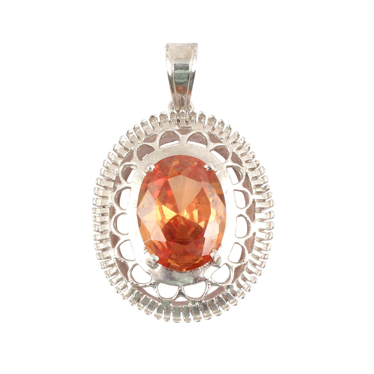 Orange Topaz Pendant Handmade 925 Sterling Silver Prong Setting Vintage Pendant Boho Jewelry