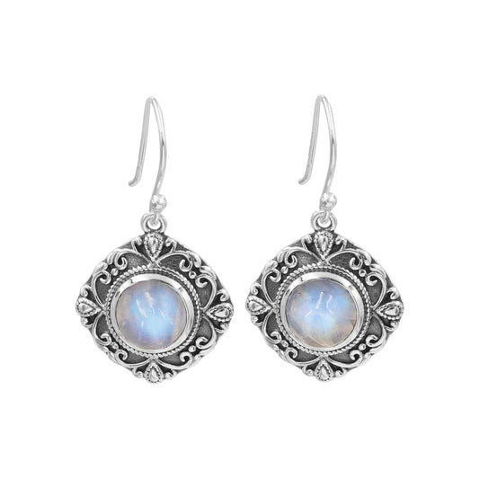 Blue Moonstone Earrings Solid 925 Sterling Silver Dangle Gemstone Women's Earrings June Birthstone Jewelry Gift for Her