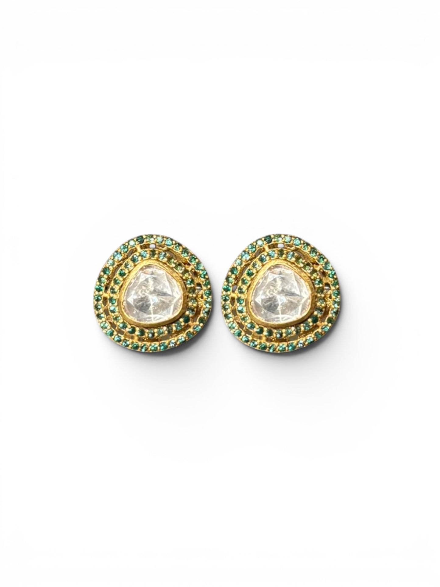 Silver traditional earrings with emeralds
