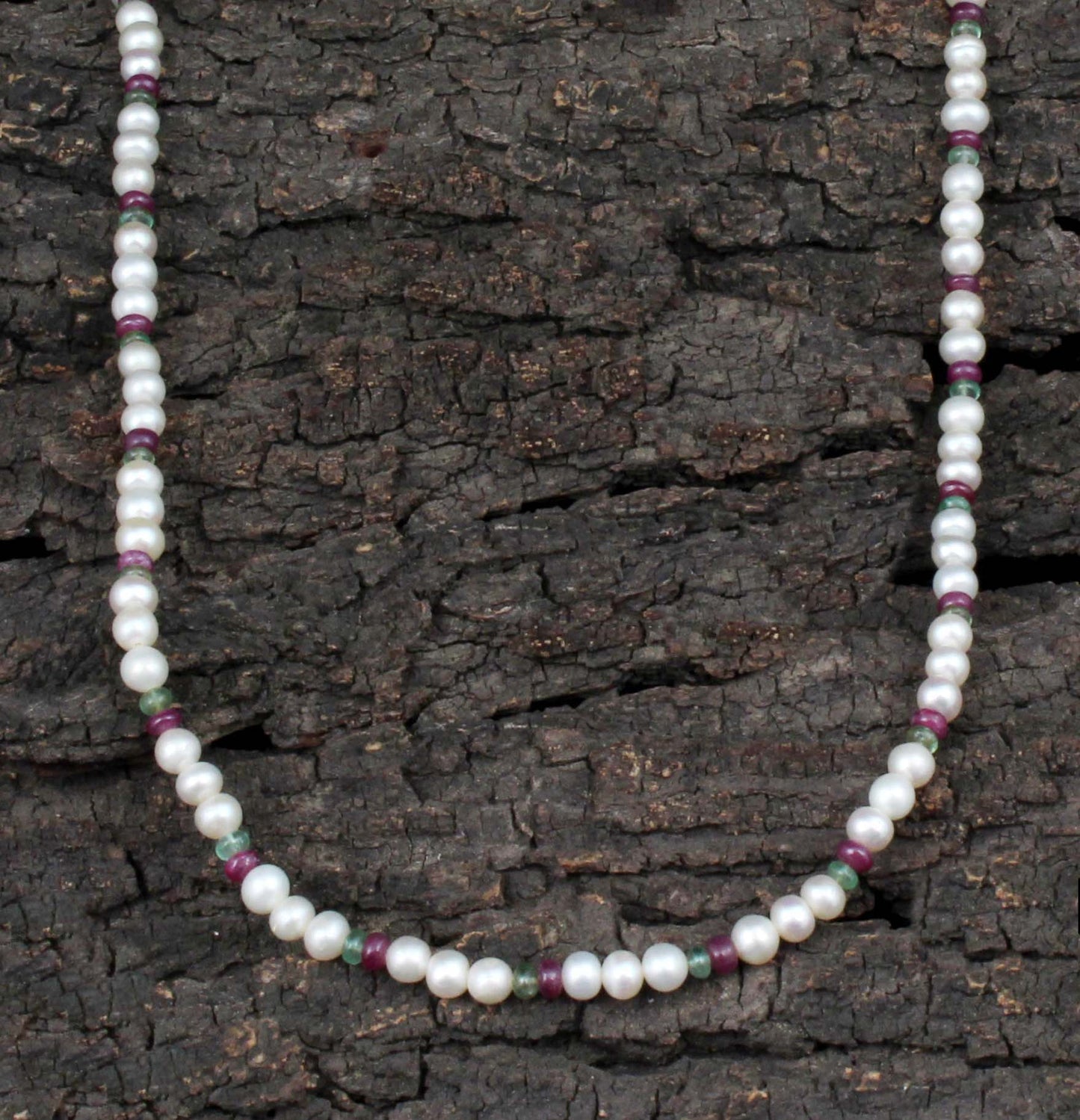 Pearl Ruby Emerald Round Beads