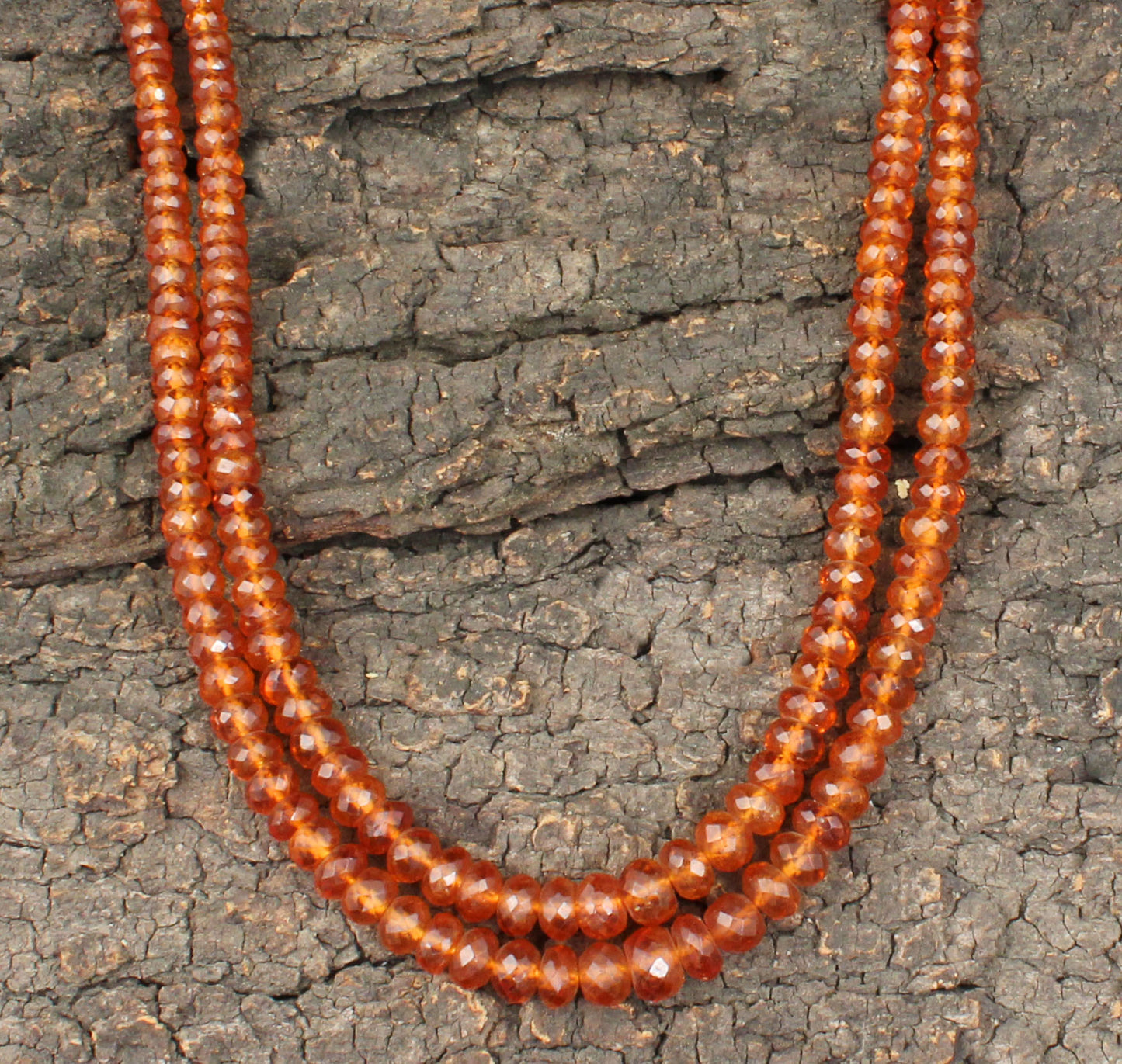 Hessinite Garnet Round Facted Beads