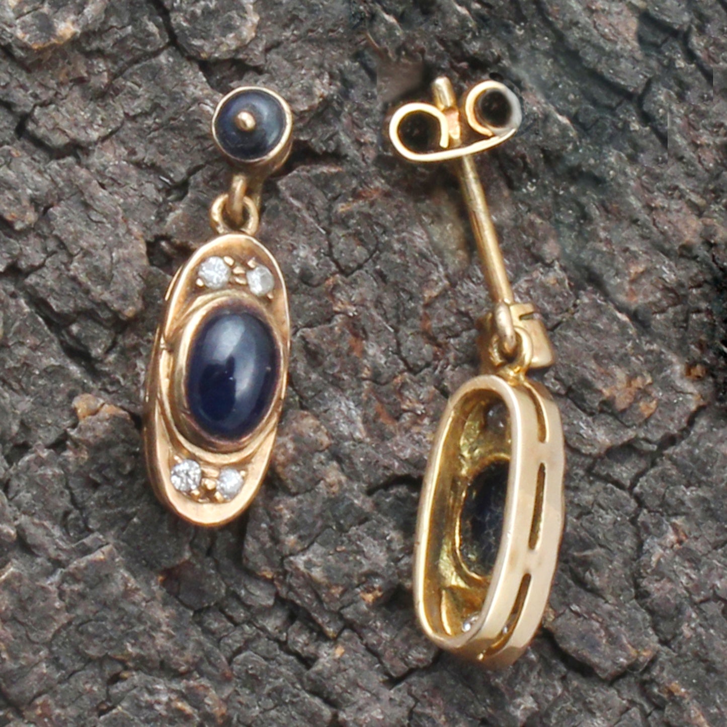 Sapphire And Diamonds Gold Earring