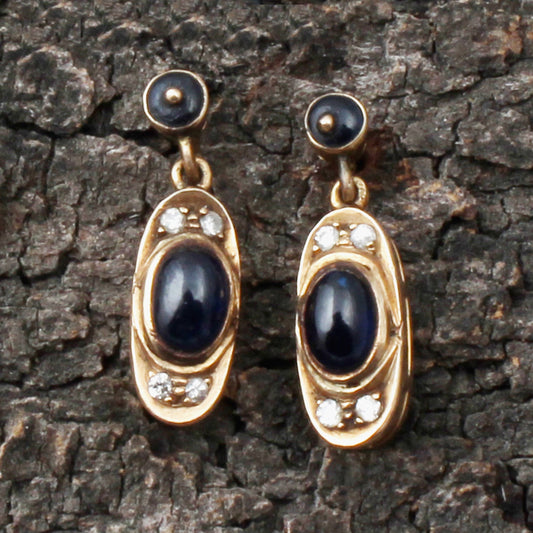 Sapphire And Diamonds Gold Earring