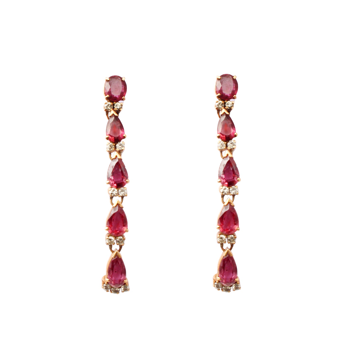 Ruby And Diamonds Gold Earring