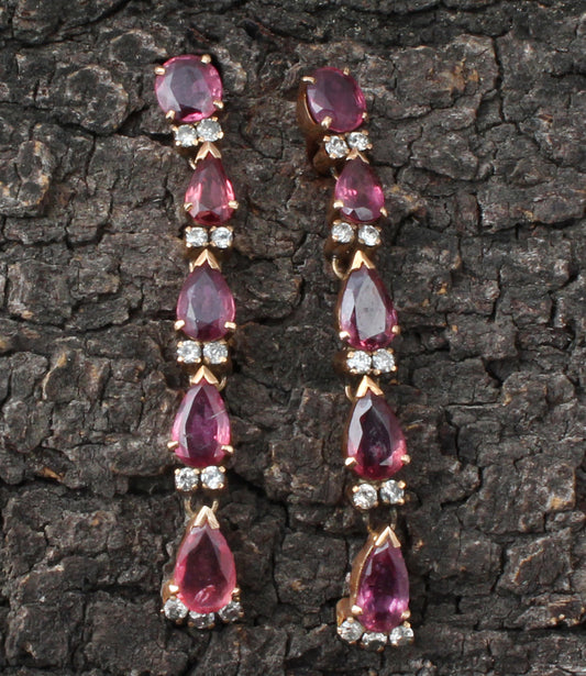 Ruby And Diamonds Gold Earring