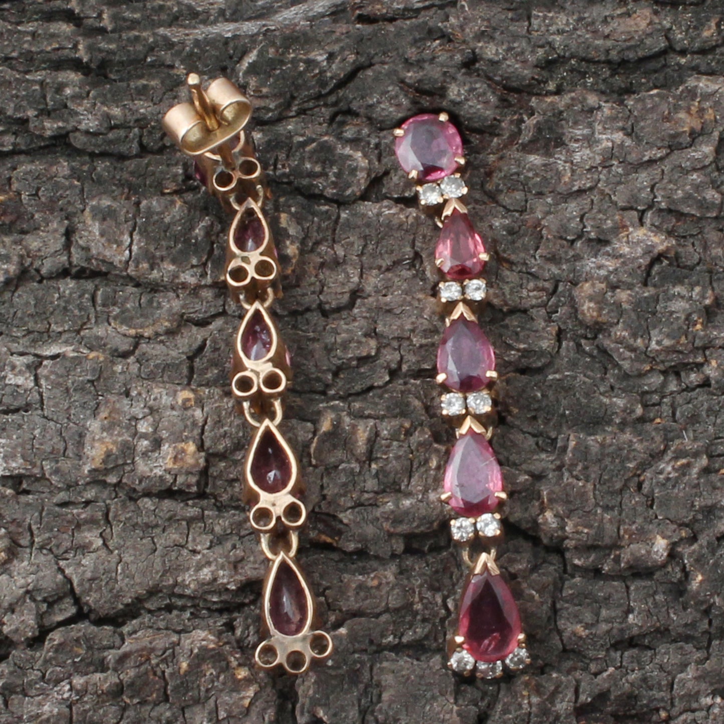 Ruby And Diamonds Gold Earring